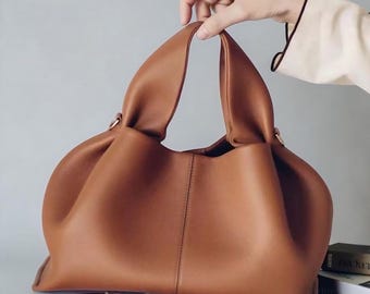 Leather Dumpling Bag – Soft Cloud Crossbody Purse, Minimalist Niche Shoulder Handbag, Versatile Everyday Bag