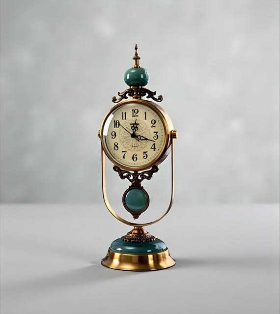 Vintage-Inspired  Retro Table Clock — European-Luxury Pendulum Mantel Decor