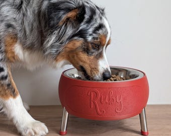 Ciotola rialzata per cani su supporto, personalizzabile con il nome, 16 cm – Design moderno ed ergonomico