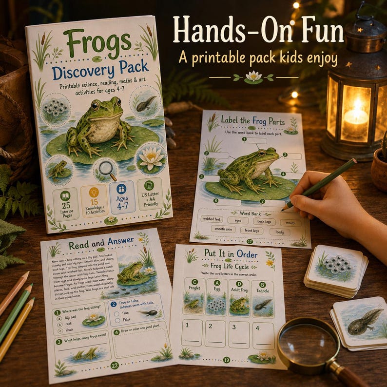 Frogs Discovery Pack Printable, Kids Science Worksheets, Frog Life Cycle Activities, Preschool Kindergarten PDF image 7