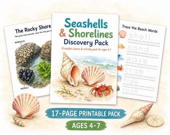Seashells & Shorelines Discovery Pack | Printable Science Activity Book for Kids Ages 4-7