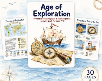 Age of Exploration Printable Activity Pack | History Worksheets for Kids Ages 7-10 | Homeschool Geography & Navigation PDF