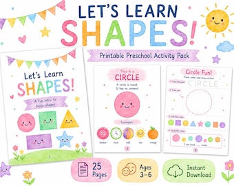 Printable Shapes Workbook for Preschool | Shape Activities for Kids | Geometry Worksheets | Cut and Paste, Tracing, Matching PDF