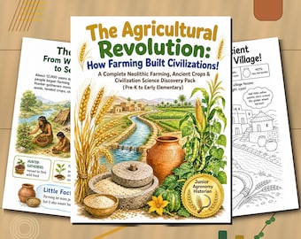 Agricultural Revolution Printable Activity Pack for Kids | Neolithic Farming Worksheets | Ancient Civilizations Homeschool PDF
