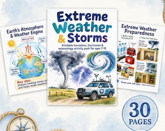 Extreme Weather Storms Printable Activity Pack for Kids Ages 7–10 | Tornado, Hurricane & Meteorology Worksheets PDF