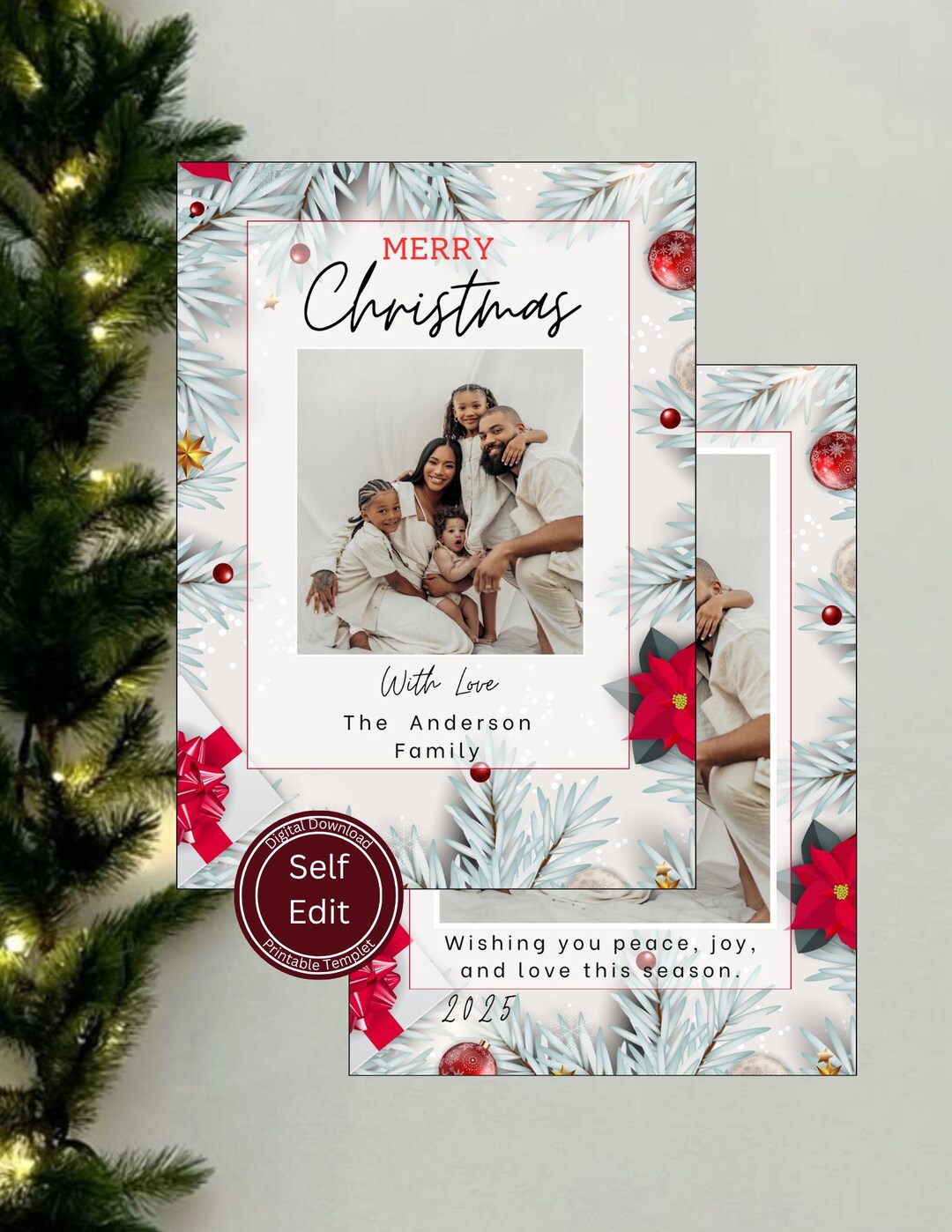 Editable Christmas Card Template | Canva Printable Holiday Greeting ...