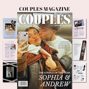 カップル向け雑誌テンプレート、彼氏へのカスタム記念日ギフト、彼へのDIY記念日ギフト、パーソナライズされた記念日または婚約ギフト