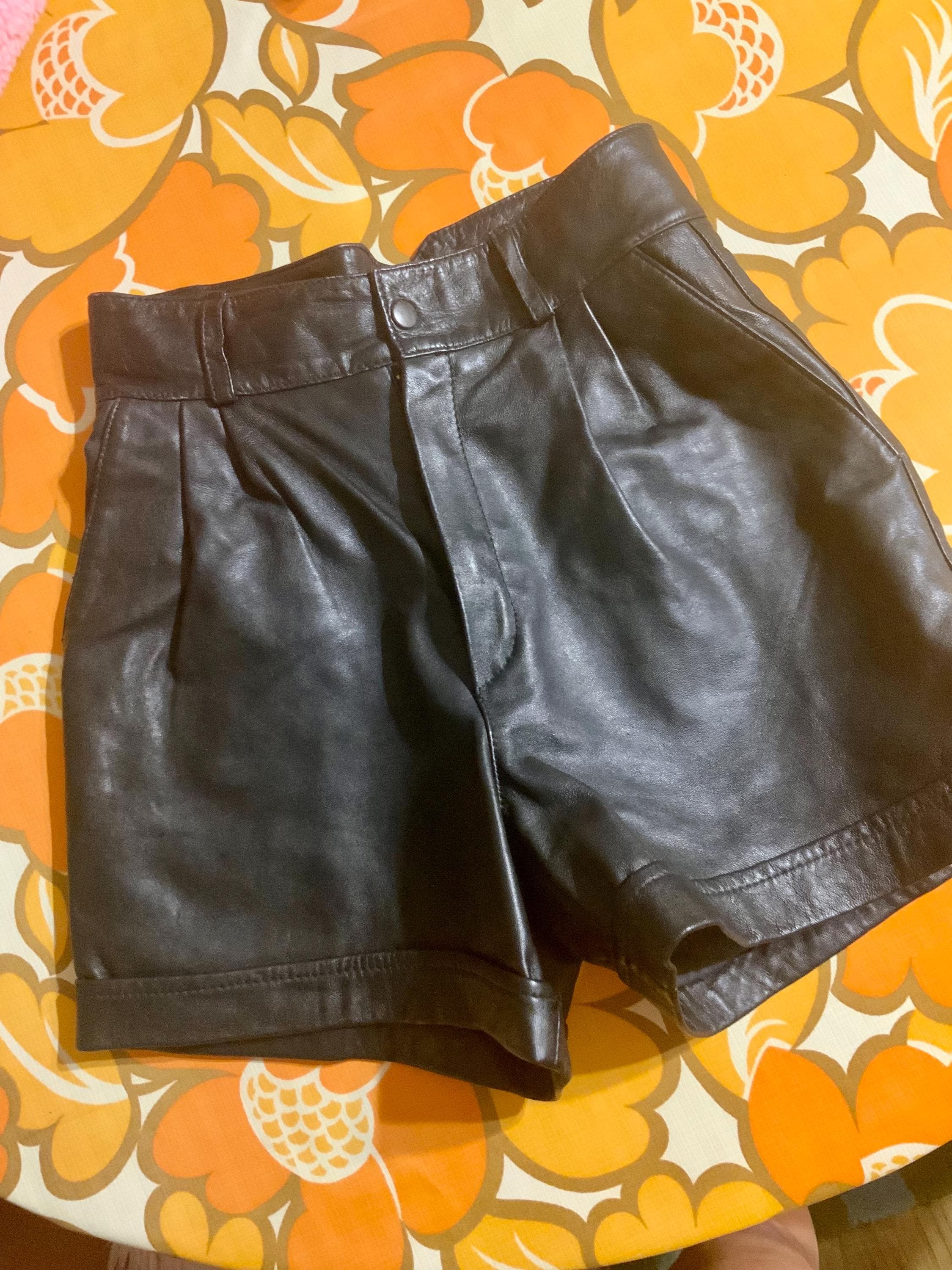 80s Leather Shorts - Etsy