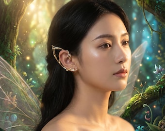 Elven Ear Cuffs, Fairycore Earring No Piercing, Gold Silver Elf Ears, Renaissance Faire Cosplay Jewelry, Fantasy Elvish Ear Wrap