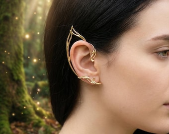 Elven Ear Cuffs | Fairycore No Piercing Ear Wraps for Cosplay and Renaissance Fair | Fantasy Woodland Wedding Jewelry | Gold and Silver