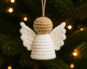 Patrón de crochet para mini ángel (PDF) / Tutorial de adorno navideño amigurumi / Apto para principiantes / Descarga digital instantánea
