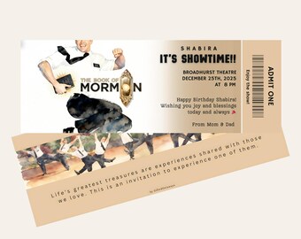Printable The Book of Mormon Broadway  Ticket | Surprise Gift Reveal | Musical Theater Template (Digital Gift)