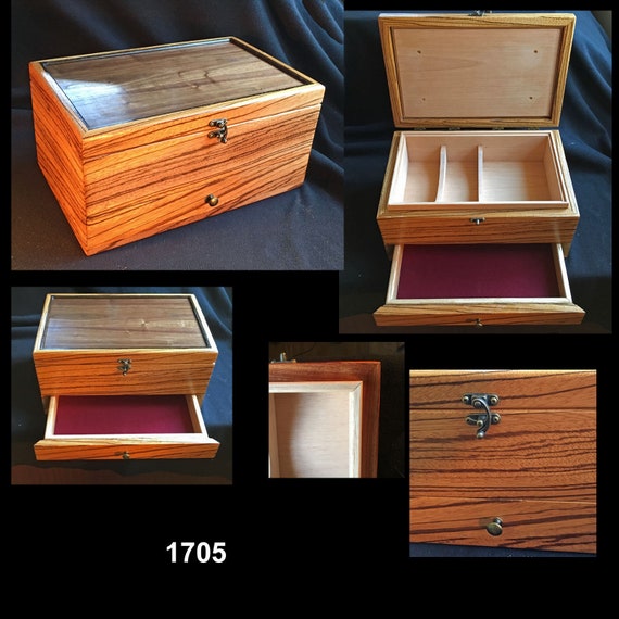 Zebrawood Humidor With Drawer Etsy