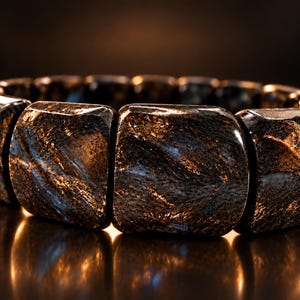 Astrophyllite Bracelet AAA – Golden Flash Astrophyllite – Rare Gemstone Bracelet – Large Statement Bracelet 15x12 mm