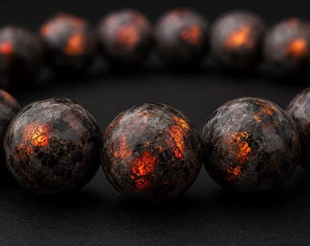Yooperlite Bracelet – Rare Glow Stone – Spark Light Stone – Natural Stone Jewelry – Protection & Energy— 10 mm AAA beads