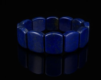 Lapis Lazuli Bracelet – Natural Blue Gemstone Jewelry – Rectangular Gemstone Bracelet – Statement Gift