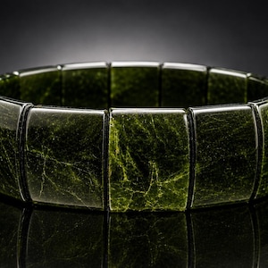 Grönt Turmalinarmband Brasilien – Grönt Turmalinarmband – Stort Ädelstensarmband 25,5x17,5 mm – Lyxiga Kristallsmycken