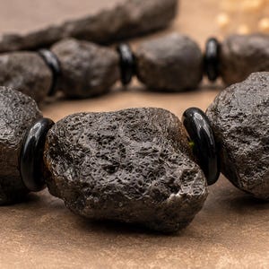 Cintamani Meteorite Bracelet – Genuine Cintamani Tektite Bracelet – Raw Meteorite Jewelry – Spiritual Crystal Bracelet – Adjustable Size