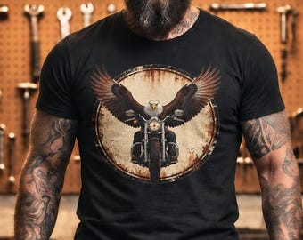 Eagle Motorcycle T-shirt, vintage biker graphic — Born to Ride Free
