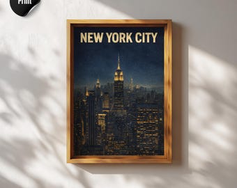 New York Wall Art, NYC Poster, Retro Wall Art, New York Travel Poster ...
