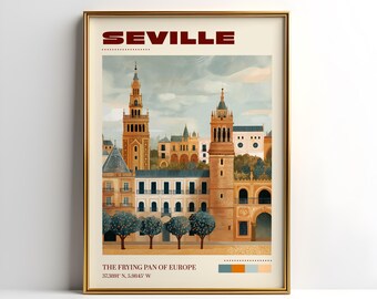 Seville Wall Art Print | Vintage Travel Poster | Seville Poster | Spain Home Decor | Travel Art Gift | Christmas Gift