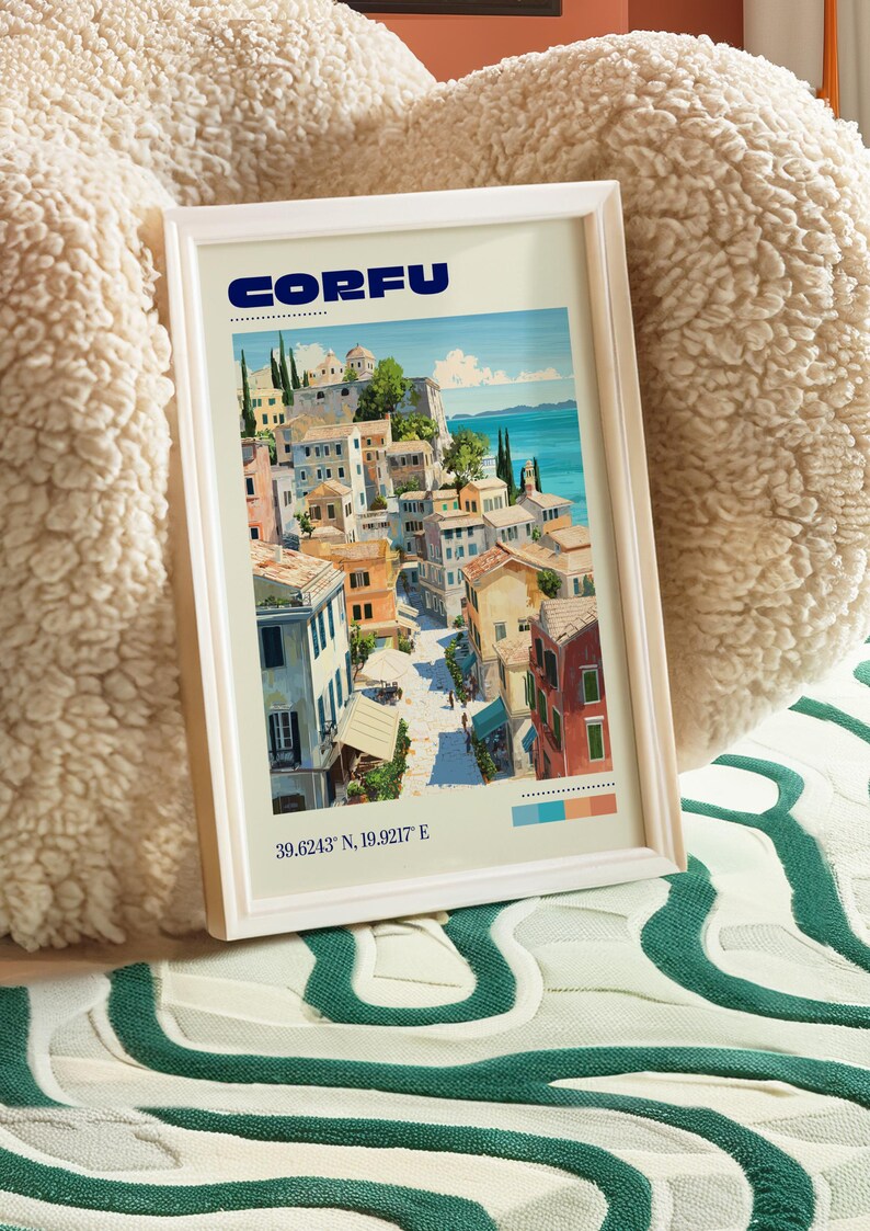 Corfu Travel Print | Vintage Travel Poster | Corfu Poster | Greece Wall Art | Travel Gift | Retro Travel Poster image 5
