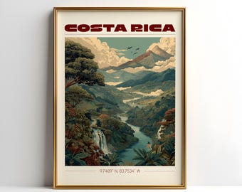 Costa Rica Wand Kunst | Vintage Reise Poster | Costa Rica Reise Poster | Mittelamerika Wohnkultur | Costa Rica Poster | Reisegeschenk