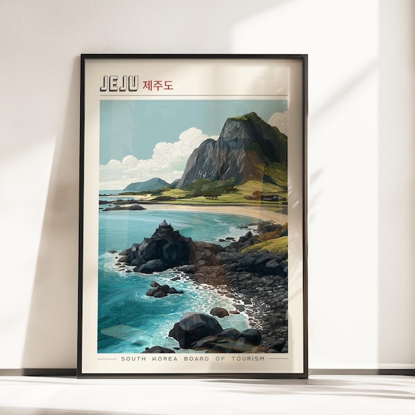 Jeju Island Wall Art Print | Vintage Travel Poster | Jeju Poster | South Korea Home Decor | Travel Art Gift | Retro Poster | Christmas Gift