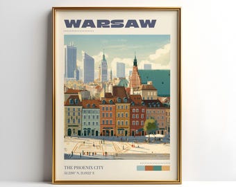 Warsaw Wall Art Print | Vintage Travel Poster | Warsaw Poster | Poland Home Decor | Travel Gift | Retro Travel Poster | Christmas Gift
