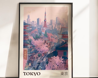 Tokyo Wall Art Print | Vintage Travel Poster | Tokyo Poster | Japan Home Decor | Travel Art Gift | Retro Travel Poster | Christmas Gift