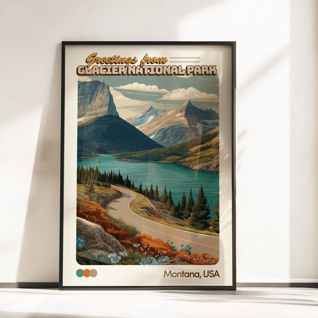 Glacier National Park Wall Art Print | Vintage Travel Poster | Montana ...
