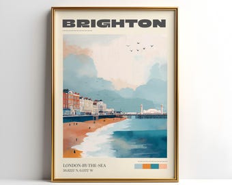 Impresión de arte mural de Brighton / Póster de viaje vintage / Póster de Brighton / Decoración del hogar del Reino Unido / Regalo de viaje / Póster retro / Regalo de Navidad