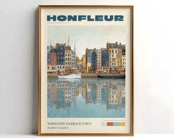 Honfleur Wall Art Print | Vintage Travel Poster | Honfleur Poster | France Home Decor | Travel Art Gift | Retro | Christmas Gift