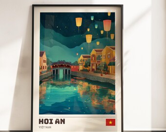 Hoi An Wall Art Print | Vintage Travel Poster | Hoi An Poster | Vietnam Home Decor | Travel Art Gift | Retro Poster | Christmas Gift
