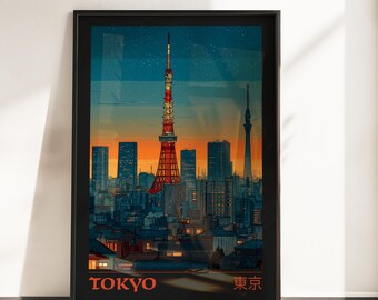 Tokyo Wall Art Print | Vintage Reise Poster | Tokyo Poster | Japan Wohnkultur | Reise Kunst Geschenk | Retro Reise Poster | Weihnachtsgeschenk