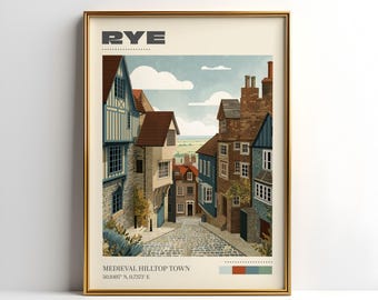 Rye Wand Kunst | Vintage Reise Poster | Poster | Wohnkultur | Reisegeschenk | Retro Poster | Roggen Poster