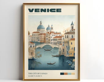 Venice Wall Art Print | Vintage Travel Poster | Venice Poster | Italy Home Decor | Travel Art Gift | Retro Poster | Christmas Gift