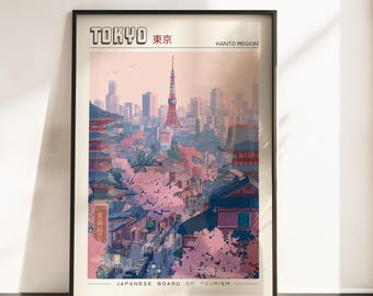 Tokyo Wall Art Print | Vintage Reise Poster | Tokyo Poster | Japan Wohnkultur | Reise Kunst Geschenk | Retro Reise Poster | Weihnachtsgeschenk