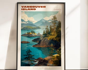 Vancouver Island Wall Art | Vintage Travel Poster | Vancouver Island Poster | Canada Home Decor | Travel Art Gift | Retro Travel Poster