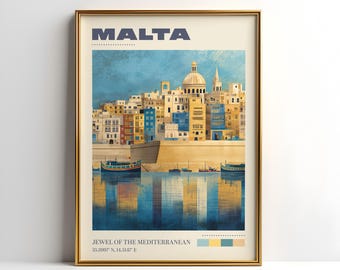 Malta Wall Art Print | Vintage Travel Poster | Malta Poster | Europe Home Decor | Travel Gift | Retro Travel Poster | Christmas Gift