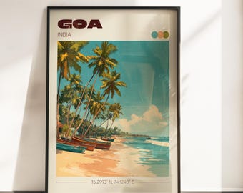 Goa India Travel Print | Vintage Travel Poster | Goa India Poster | India Wall Art | India Home Decor | Travel Art Gift