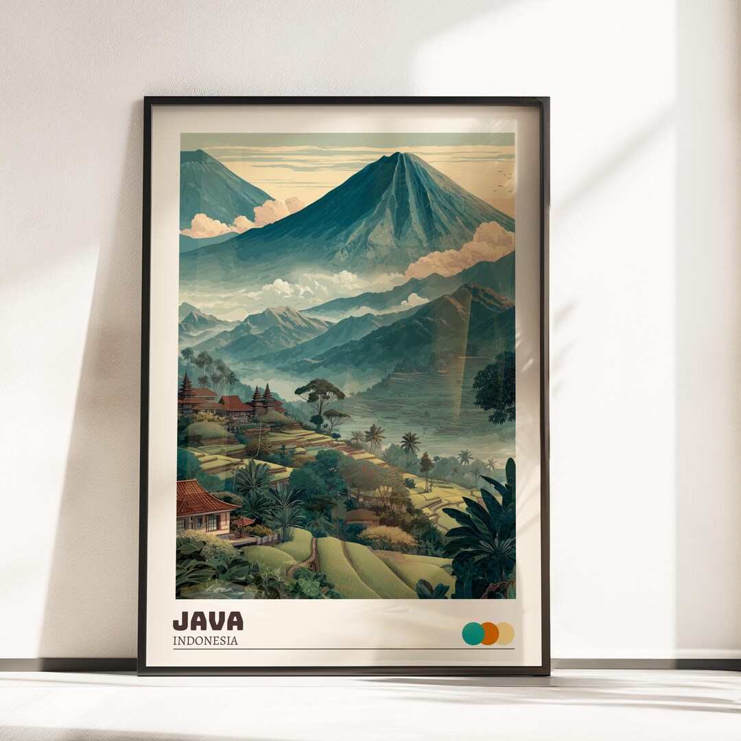 Java Wall Art Print | Vintage Travel Poster | Java Indonesia Poster ...
