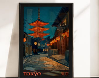 Tokyo Wall Art Print | Vintage Reise Poster | Tokyo Poster | Japan Wohnkultur | Reise Kunst Geschenk | Retro Reise Poster | Weihnachtsgeschenk