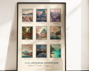 Impresión de destinos de viaje personalizados / 'Nuestra aventura' / Póster de viaje personalizado / Regalo de recuerdo / Regalo de Navidad / Elige tu texto y lugares