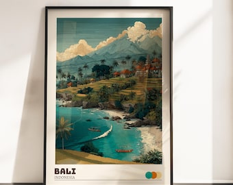 Bali Wall Art Print | Vintage Travel Poster | Bali Indonesia Poster | Indonesia Home Decor | Travel Art Gift | Retro Poster