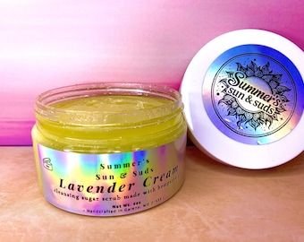 Exfoliante corporal espumoso de azúcar y crema de lavanda