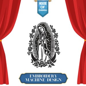 Diseño de bordado de la Virgen María / Bordado a máquina de Nuestra Señora de Guadalupe / Patrón de puntada religiosa / 5 tamaños / PES DST EXP VP3