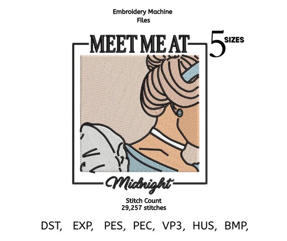 Meet Me at Midnight Embroidery Design | Elegant Princess Silhouette Machine Embroidery File | Vintage Portrait Pattern | 5 Sizes