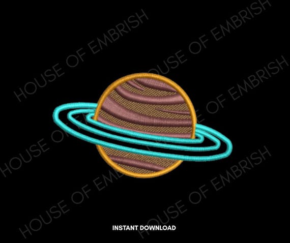 Saturn Planet Embroidery Design | Ringed Planet Space Art | Machine Embroidery File | 5 Sizes | DST PES VP3