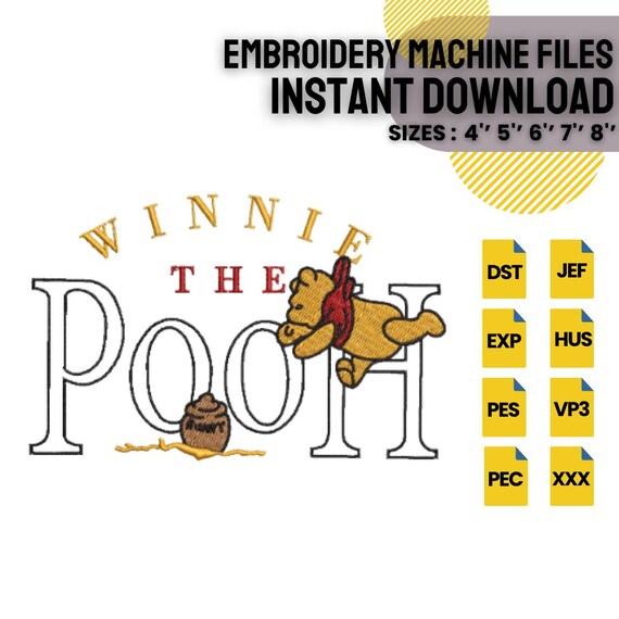 Cute Bear Embroidery Design | Honey Bear Machine Embroidery File | Kids Cartoon Bear Stitch | Instant Download